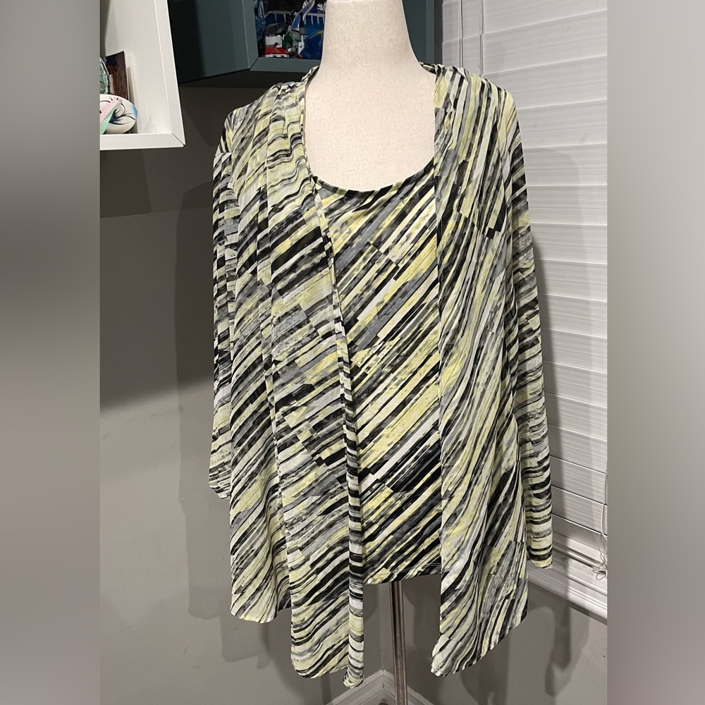 Jm Collection Multi Color Tank And‎ Chiffon
Cardigan Set